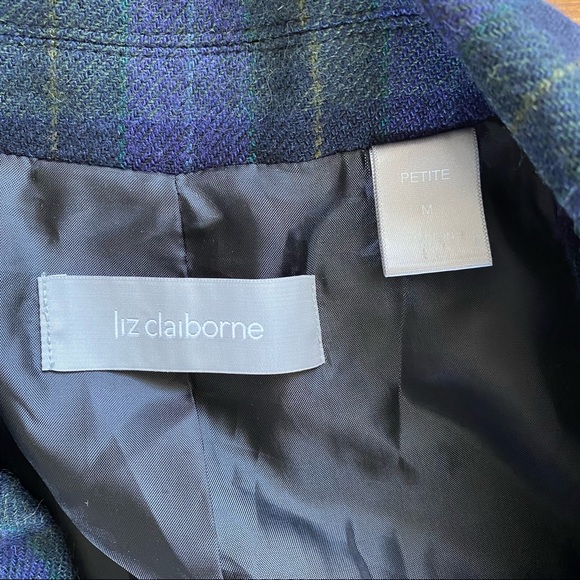 Liz Claiborne Blue Plaid Blazer Jacket Size Medium - Picture 2 of 4
